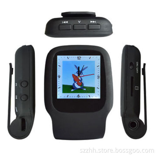 Clip on MP4 players, flash, TF card slot, supports voice recorder, FM, E-book and movies function